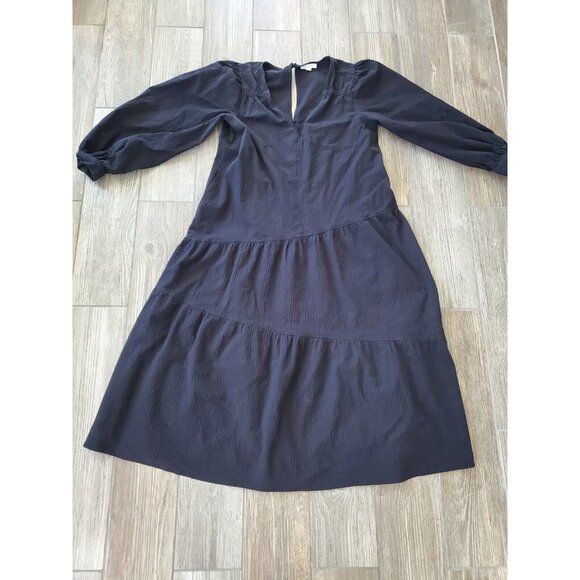 Topshop Dresses & Skirts - Topshop Textured Poplin Midi Swing Dress in Black US Sz 10 Content Label Missing